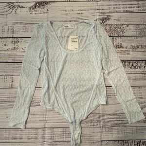 Elodie Sky Blue Textured Bodysuit